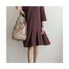 3/4-sleeve Frilled-hem Dress