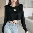 Round-neck Cross-strap Long-sleeve Cropped Top