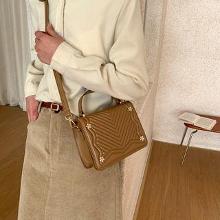 Quilted Faux Rhinestone Crossbody Bag