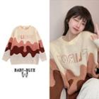 Lettering Jacquard Sweater M53 - Almond & Brown - One Size