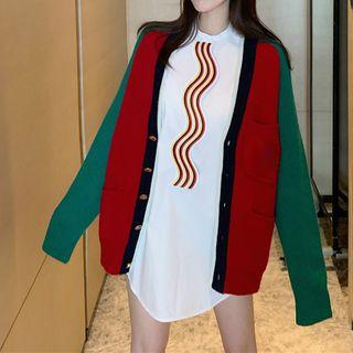 Color Block Cardigan / Blouse
