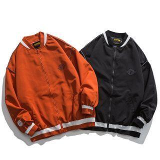 Printed Contrast Trim Zip Jacket
