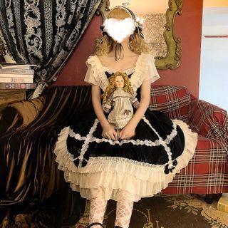 Short-sleeve Ruffle Velvet Lolita Dress