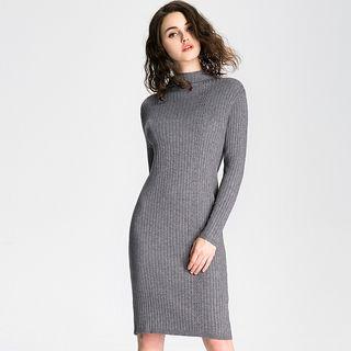 Mock Neck Long Sleeve Sweater Dress