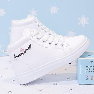 Lettering High-top Fleece-lined Sneakers