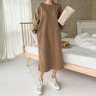 Fleece-lined Long Sweatshirt Dress