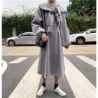 Mock Two Piece Lace-up Oversized Dress Gray - One Size