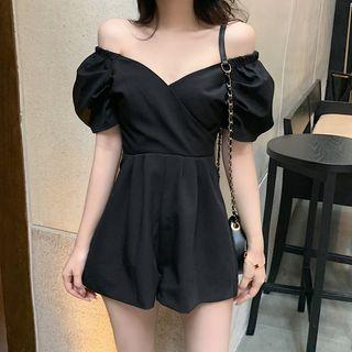 Off-shoulder Puff-sleeve Playsuit
