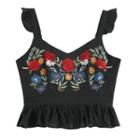 Flower Embroidered Camsiole Top