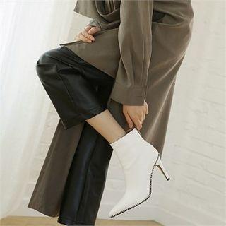 Pointy-toe Sequined-trim Booties