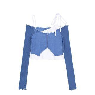 Irregular Hem Long-sleeve Crop Top