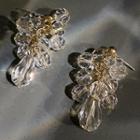 Rhinestone Grape Stud Earring 1 Pair - Silver Stud - Transparent & Gold - One Size