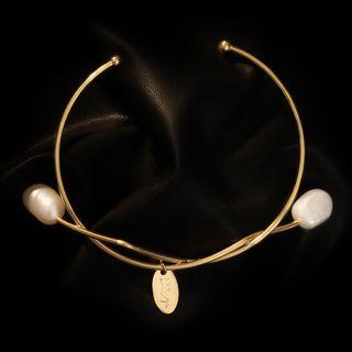 Irregular Baroque Pearls Bangles Gold - One Size