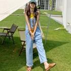 Washed Straight Leg Denim Dungarees