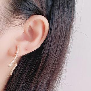 Rhinestone Clip-on Earring 1 Pair - Clip-on Earrings - Gold - One Size