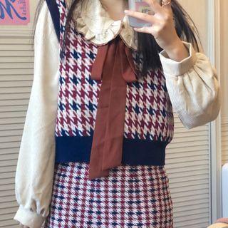 Houndstooth Sweater Vest / Skirt / Shirt