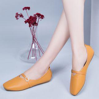 Rhinestone Buckled Plain Flats