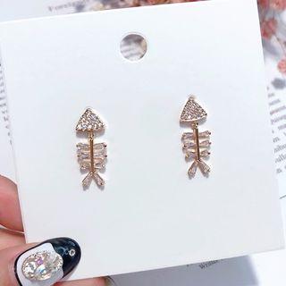 Rhinestone Fish Bone Earring