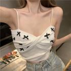 Sleeveless Bow-accent Twisted Front Crop Top