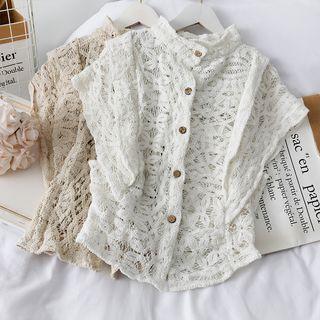 Stand-collar Sleeveless Lace Top