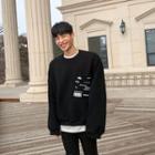 Dolman-sleeve Letter Pocket-front Sweatshirt