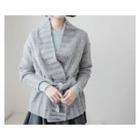 Open-front Wool Blend Cardigan With Sash