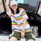 Short-sleeve Striped T-shirt / Sweatshorts / Set