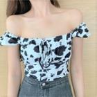 Cap-sleeve Cow Print Top Dairy Cow Print - Black & White - One Size