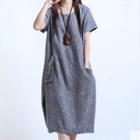 Short-sleeve Pocketed Midi Dress