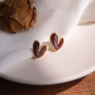 Sterling Silver Heart Stud Earring / Clip-on Earring