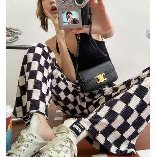 Cropped Halter Top / High-waist Check Pants