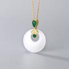 925 Sterling Silver Gemstone Pendant Necklace S925 Silver Necklace - Gold - One Size