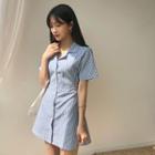 Tie-waist Stripe Mini Shirtdress