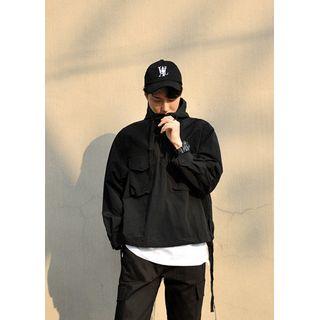 Flap-pocket Drawstring-hem Anorak Hoodie
