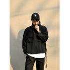 Flap-pocket Drawstring-hem Anorak Hoodie