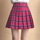 Inset Shorts Plaid Pleated Skirt