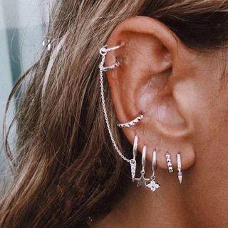 Set Of 8: Earring Set Of 8 - Silver - One Size