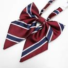 Striped Bow Tie Bow Tie - Stripe - Wine Red & Dark Blue & White - One Size