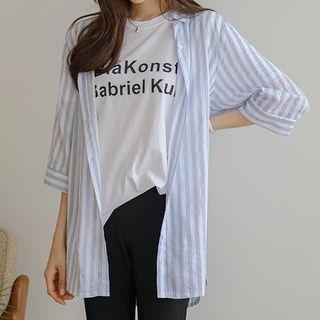 3/4-sleeve Light Stripe Shirt