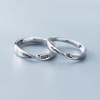 925 Sterling Silver Lettering Twisted Ring 1 Pair - Silver - One Size