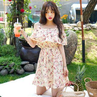 Off-shoulder Ruffled Floral Dress