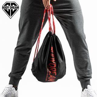 Lettering Drawstring Backpack Black - One Size