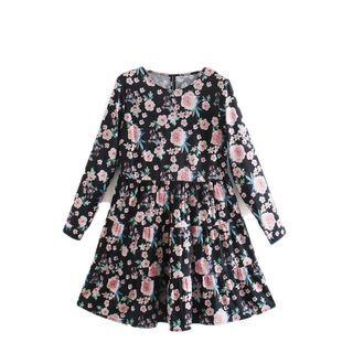 Round-neck Floral Print Mini Dress