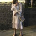 Long-sleeve Tiered Midi Dress
