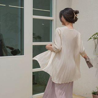Open-front Pleated-back Cardigan