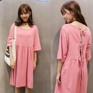 Tie Back Elbow Sleeve Dress