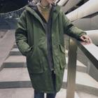 Mock Two Piece Hooded Long Padded Coat