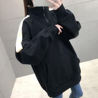 High-neck Zip Color Panel Pullover