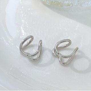 Heart Layered Alloy Cuff Earring 1 Pair - Silver - One Size