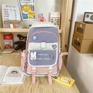 Letter Embroidered Backpack / Badge / Bag Charm / Set